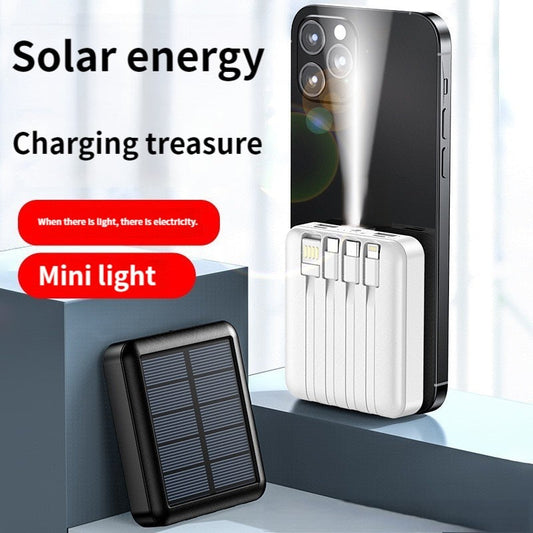 Ultra-Slim Solar Power Bank with Fast Charging and Accessories